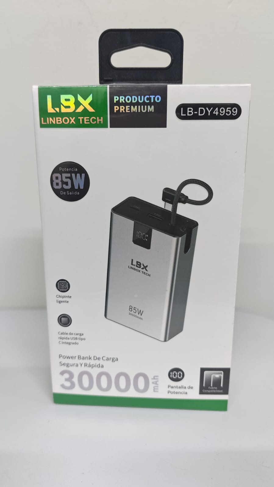 Power Bank Carga Rápida 85W Linbox Tech 30,000 mAh - Negro