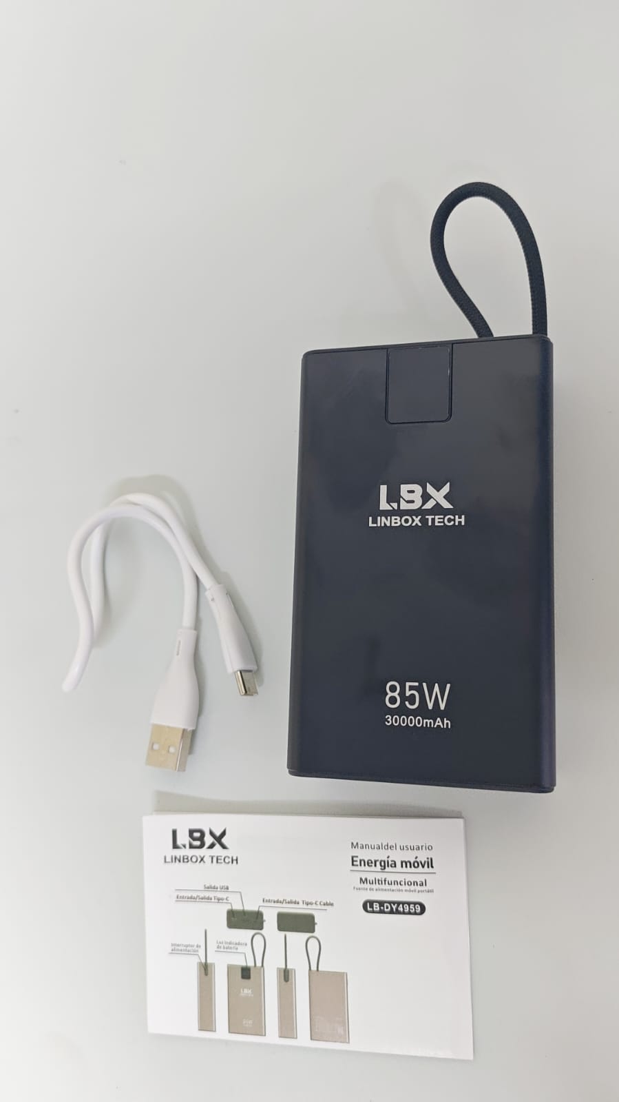 Power Bank Carga Rápida 85W Linbox Tech 30,000 mAh - Negro